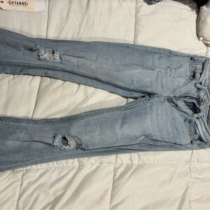 Fashion Nova Blue Boot Cut Jeans Distressed Style
